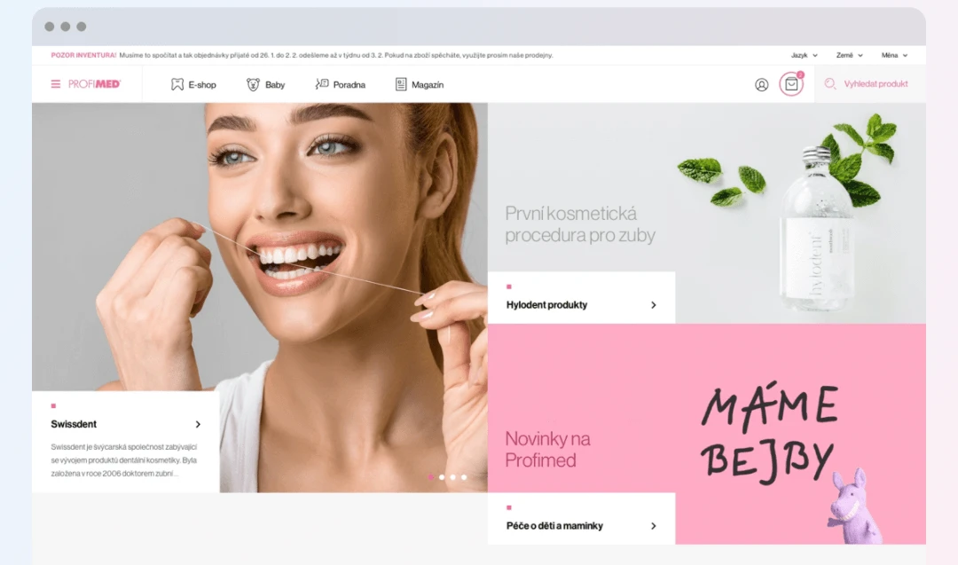 screenshot of website Profimed Dental Store