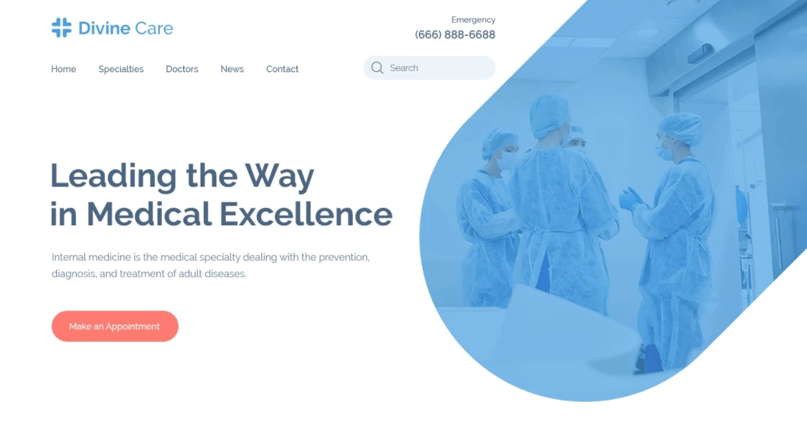 screenshot of Divine Care Website