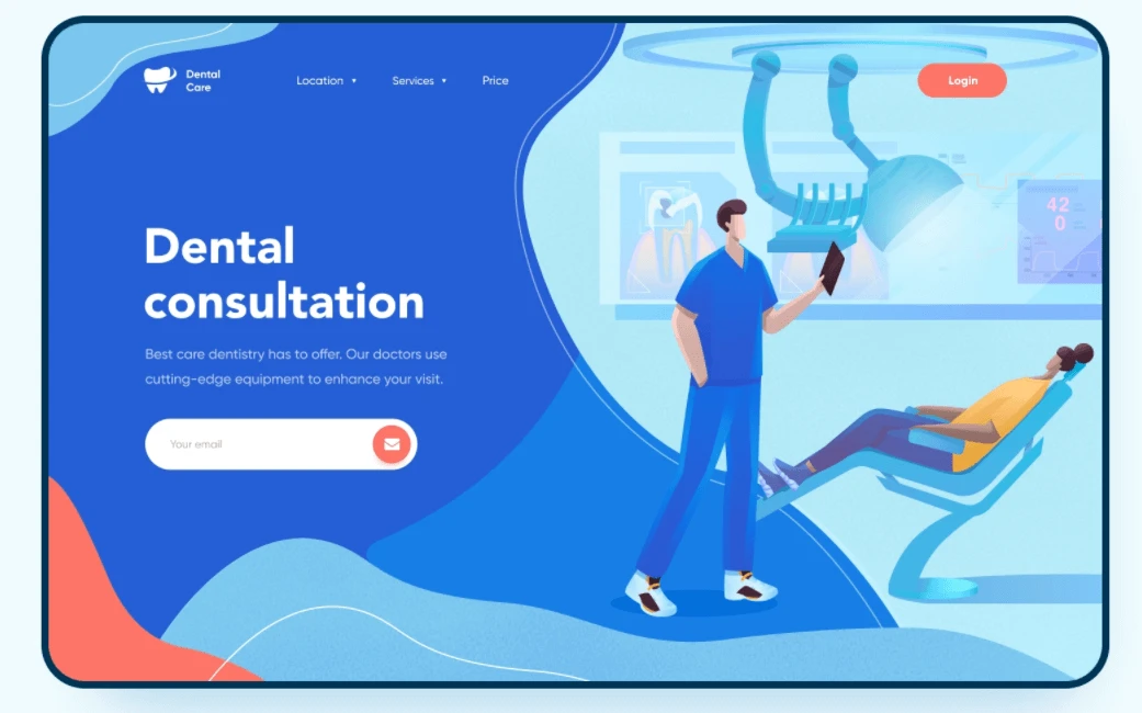 screenshot of website Dental Care DSO